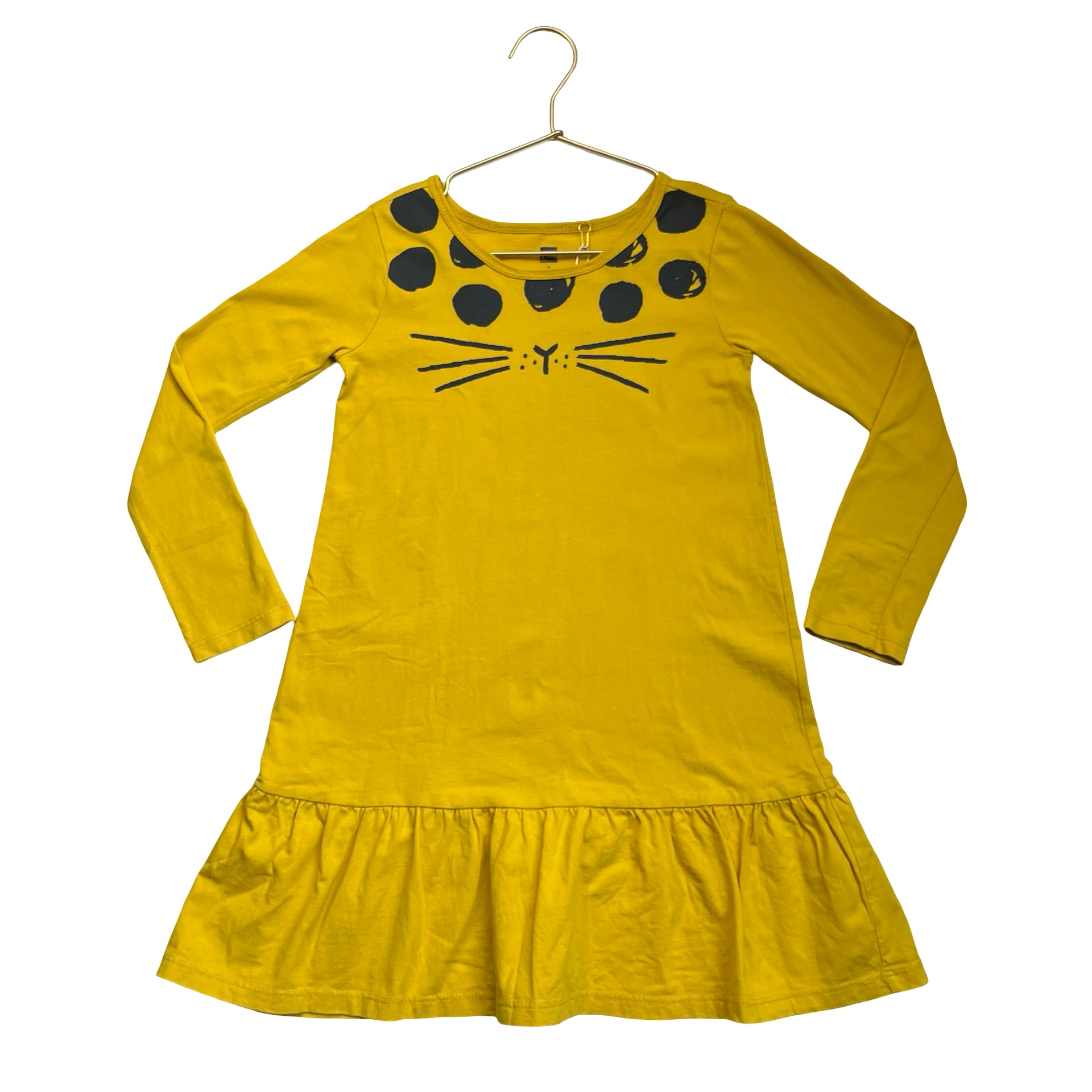Tea Collection Yellow Animal Face Graphic Dress - Size 6