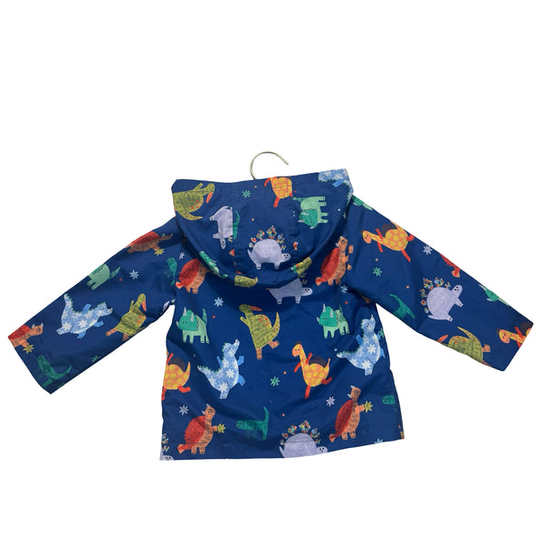 Tu Blue & Multi-Color Dinosaur Print Hooded Jacket - Size 12-18 Mo