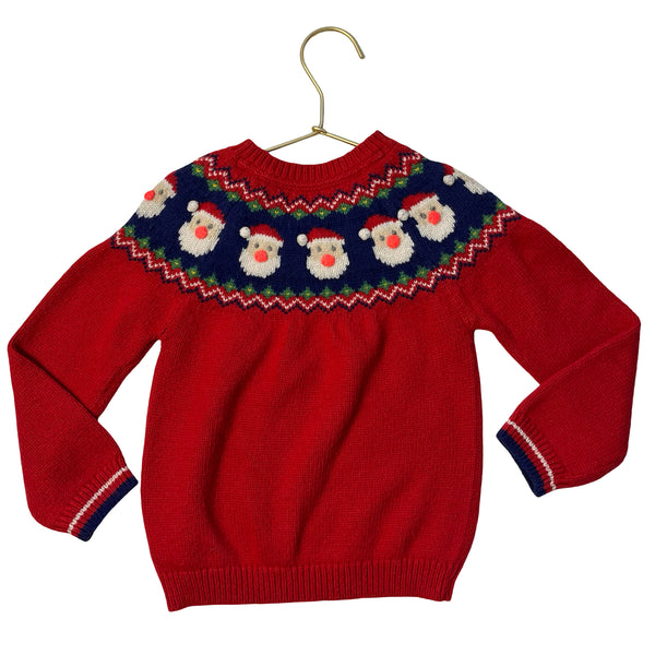 Baby Boden Red Fair Isle Santa Sweater - Size 3-4Y