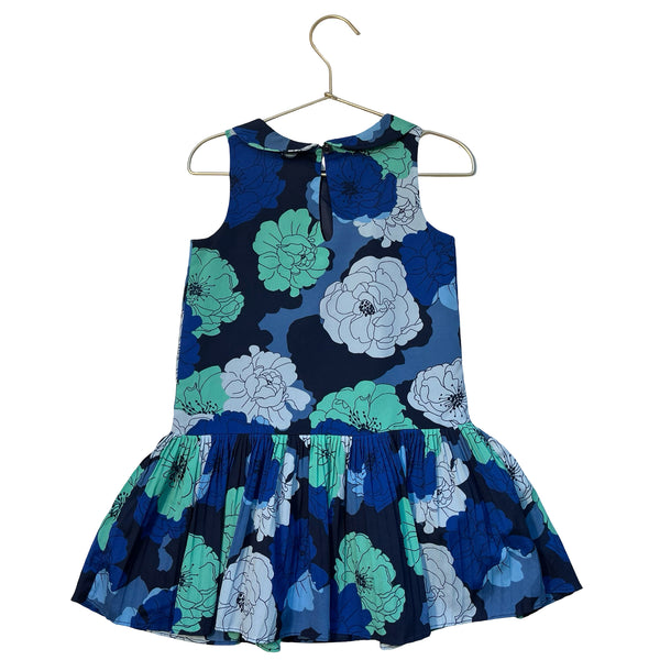 Janie and Jack Navy, Blue, Green Flower Print Dress - Size 4