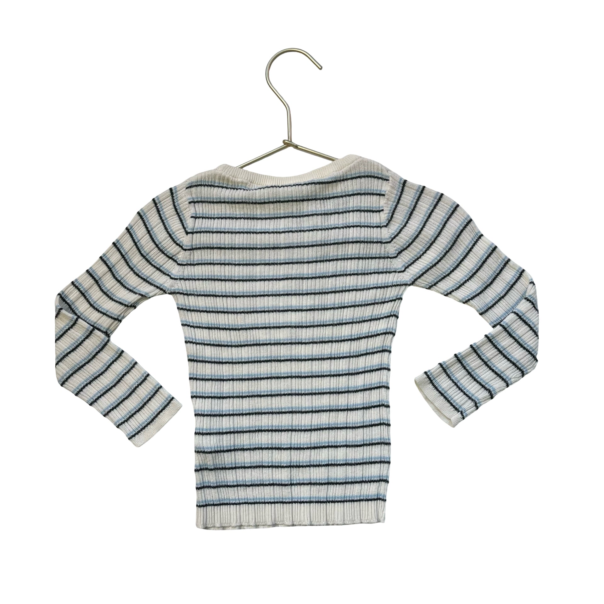 FUB Ivory & Blue Striped Ribbed Lightweight Cotton Sweater - Size 2Y