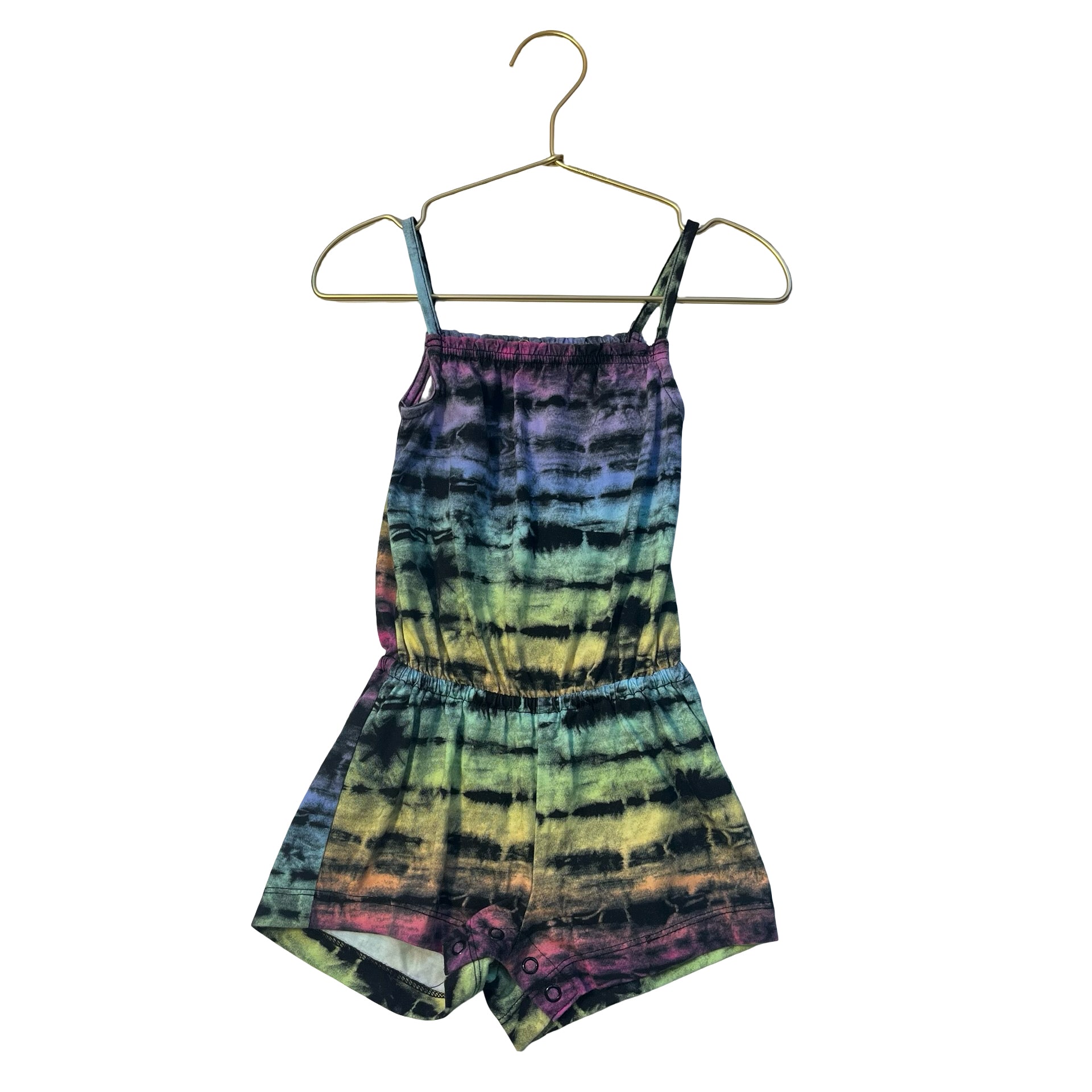Children's Place Black & Multi-Color Tie-Dye Romper - Size 2T