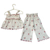 Zara Ivory & Red Embroidered Flower Pants & Tank Set - Size 2
