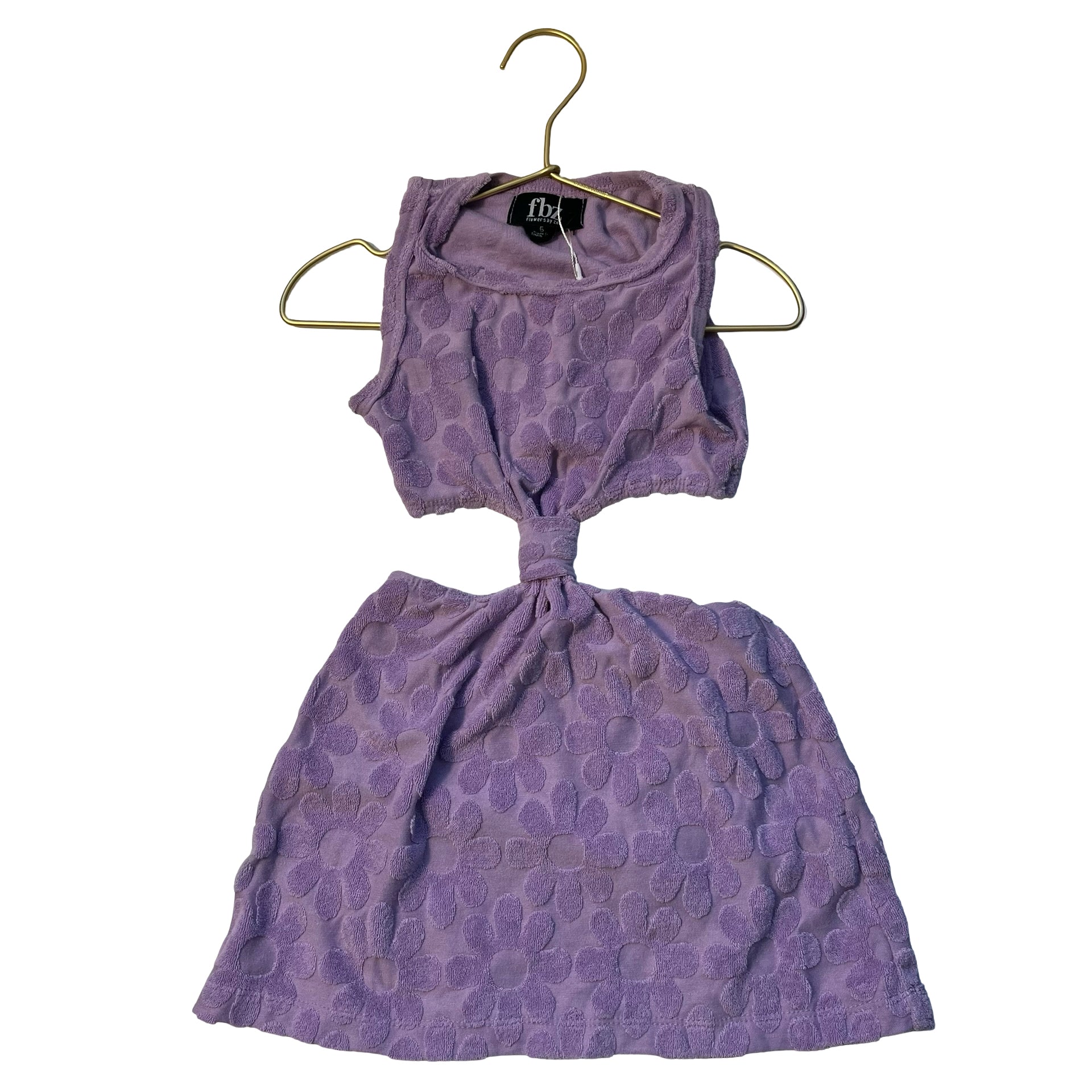FBZ Flowers by Zoe Purple Terry Flower Pattern Cut-Out Dress - Size 5