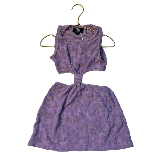 FBZ Flowers by Zoe Purple Terry Flower Pattern Cut-Out Dress - Size 5