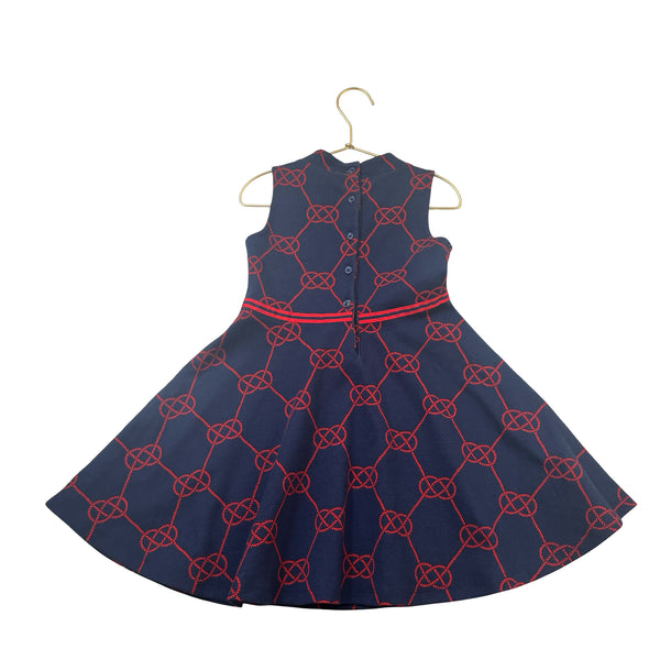 Janie and Jack Navy & Red Nautical Knot Print Dress - Size 5