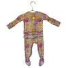 Posh Peanut Pink Flower Print Ruffle Footed One-Piece - Size 0-3 Mo