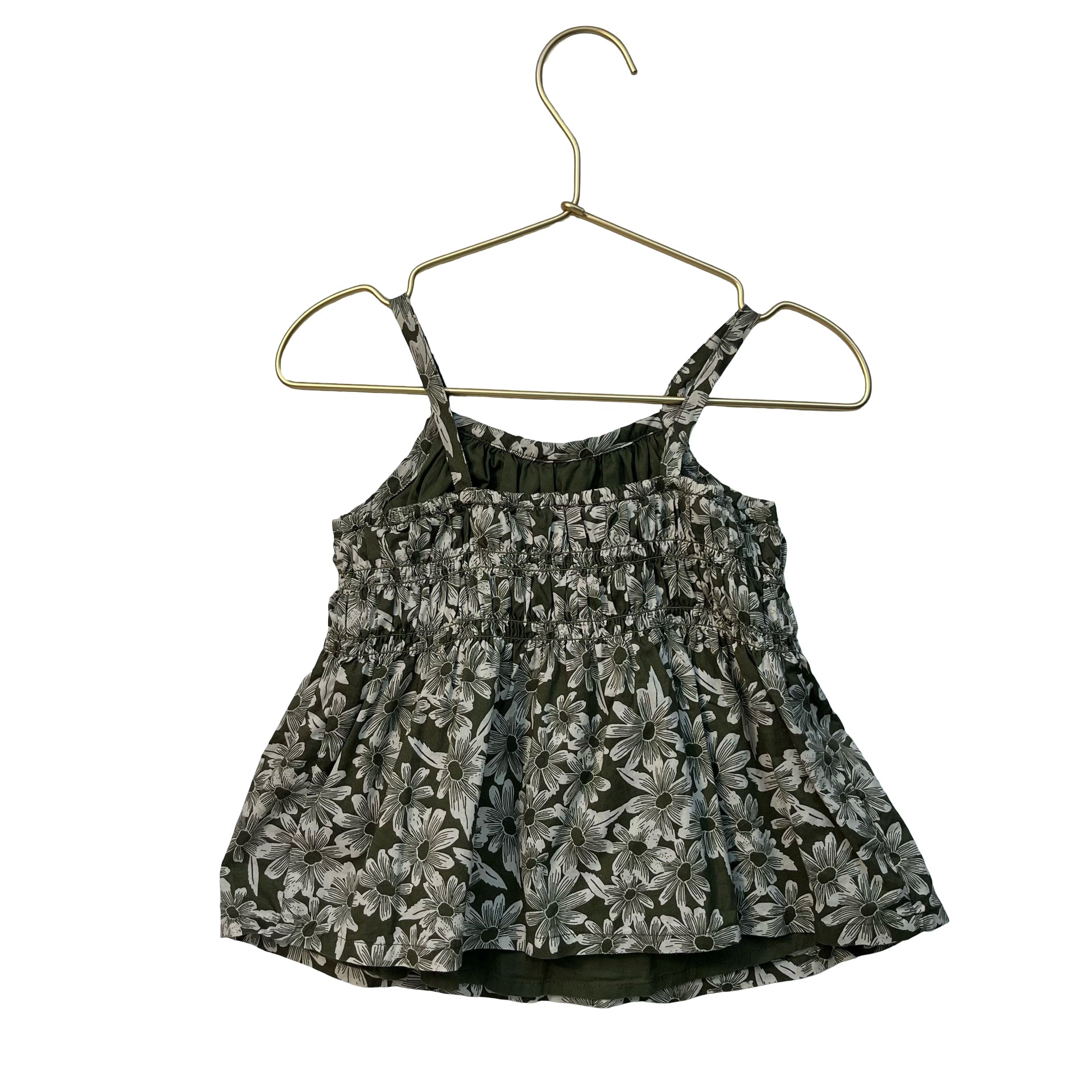 Baby Gap Olive Green Flower Print Top - Size 2