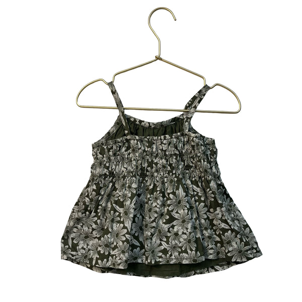 Baby Gap Olive Green Flower Print Top - Size 2