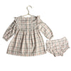 Nordstrom Ivory, Pink, Gray Plaid Flannel Dress & Bloomers - Size 12 Mo