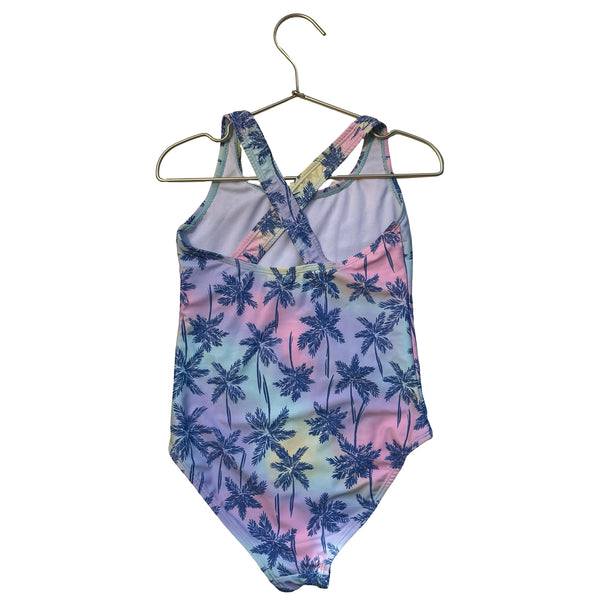 Lands' End Pastel Tie Dye Palm Tree Print Swim Suit - Size 7