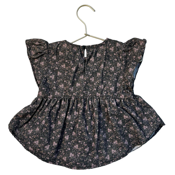 Jamie Kay Gray & Pink Floral Lightweight Corduroy Top - Size 2Y