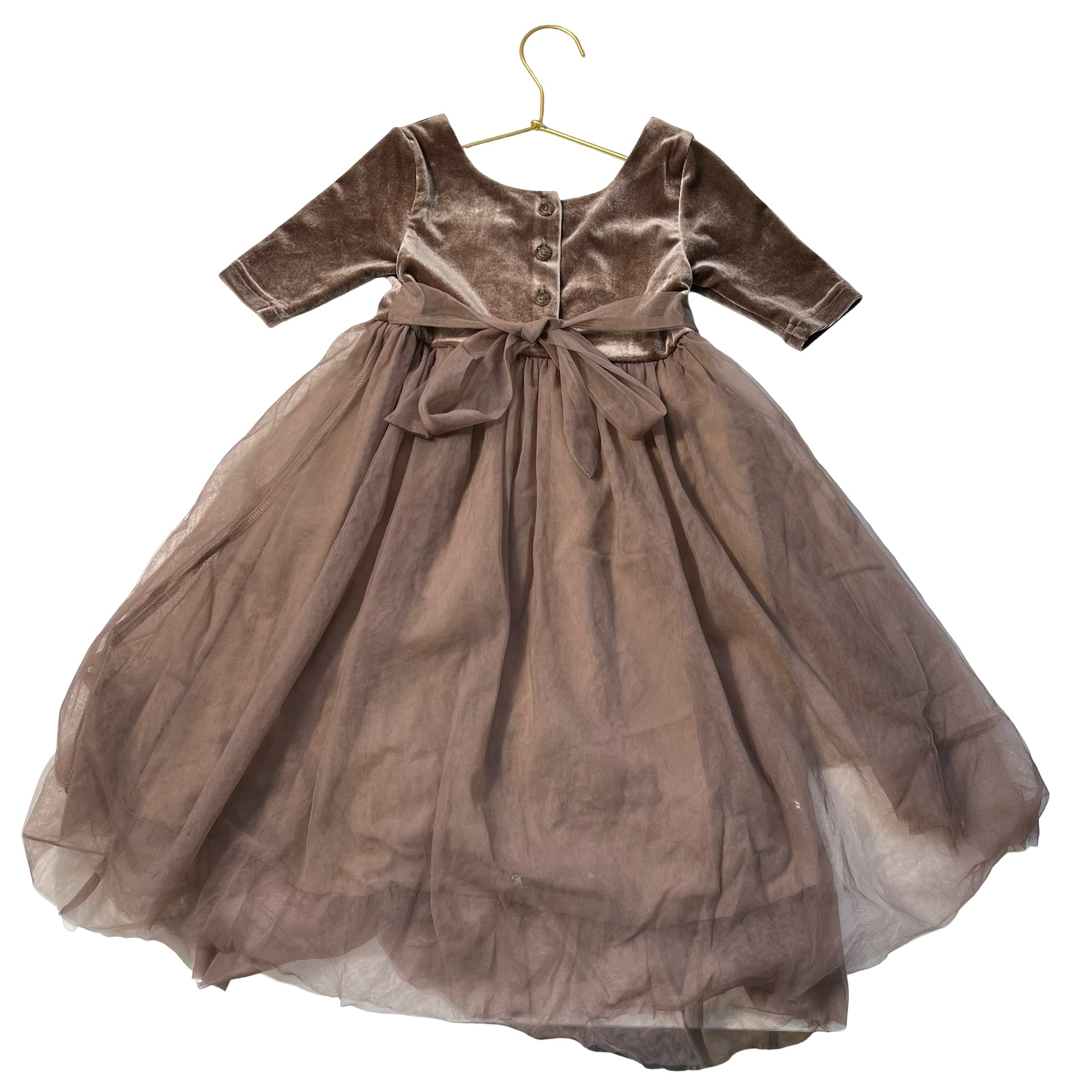 Indie Blue Light Brown Velvet & Tulle Dress - Size 2T