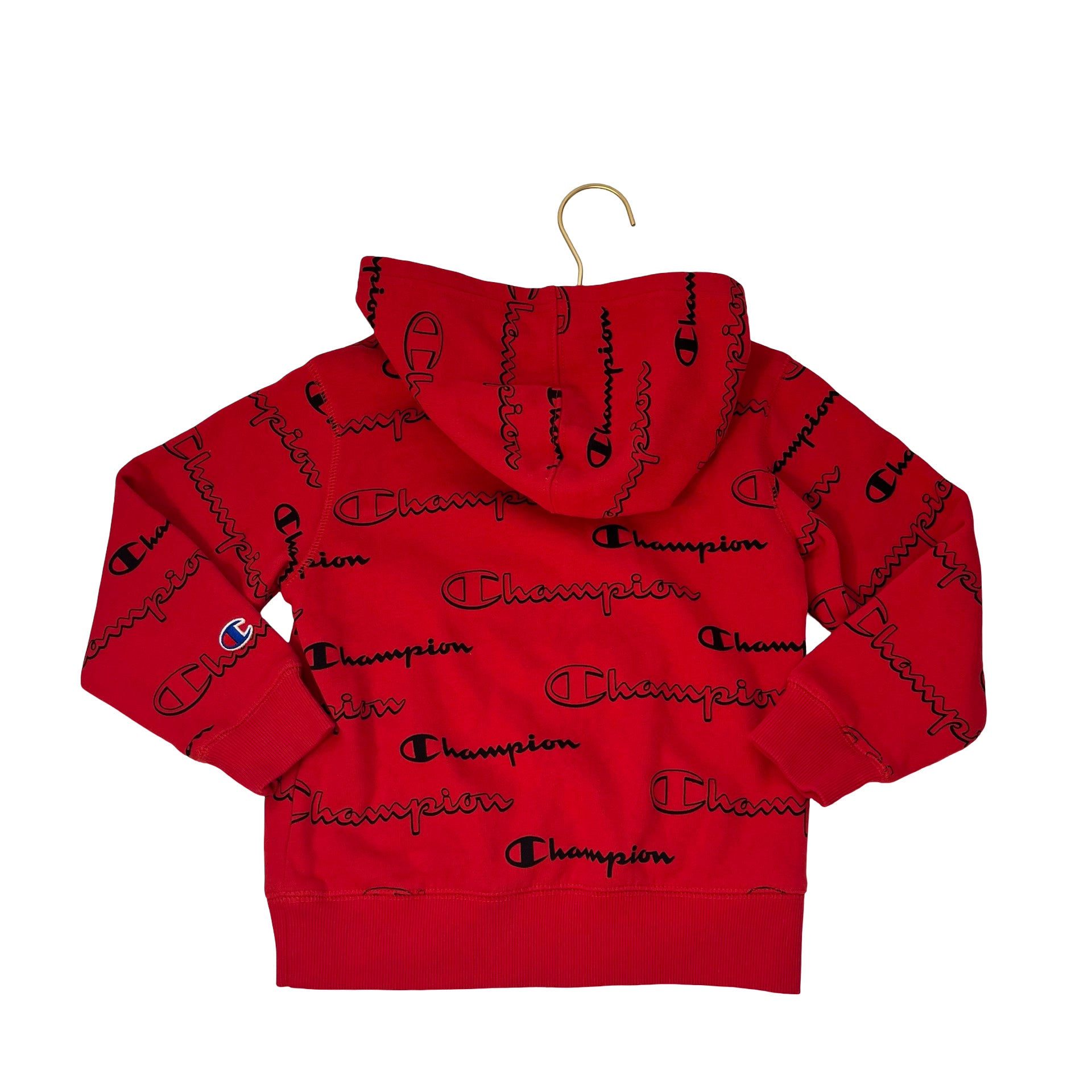 Champion Red & Black Logo Hooded Sweatshirt - Size 6