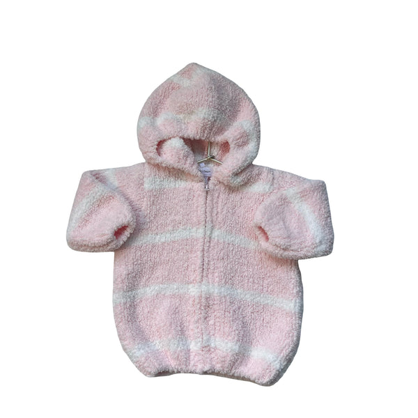 Angel Dear Pink & White Striped Knit Hooded Cardigan Jacket - Size 0-6 Mo