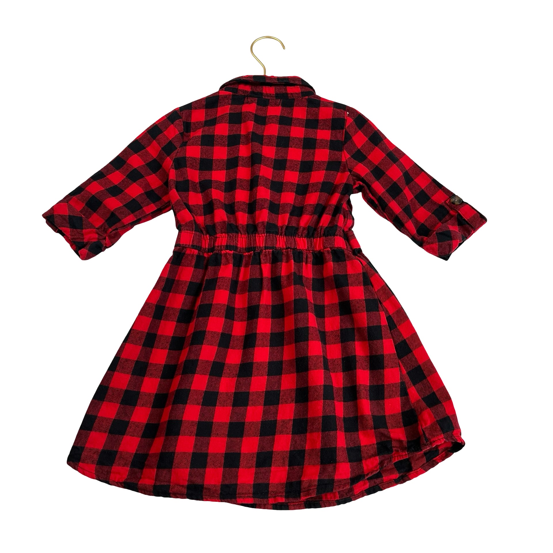 Young Hearts Red & Black Check Flannel Dress - Size 6
