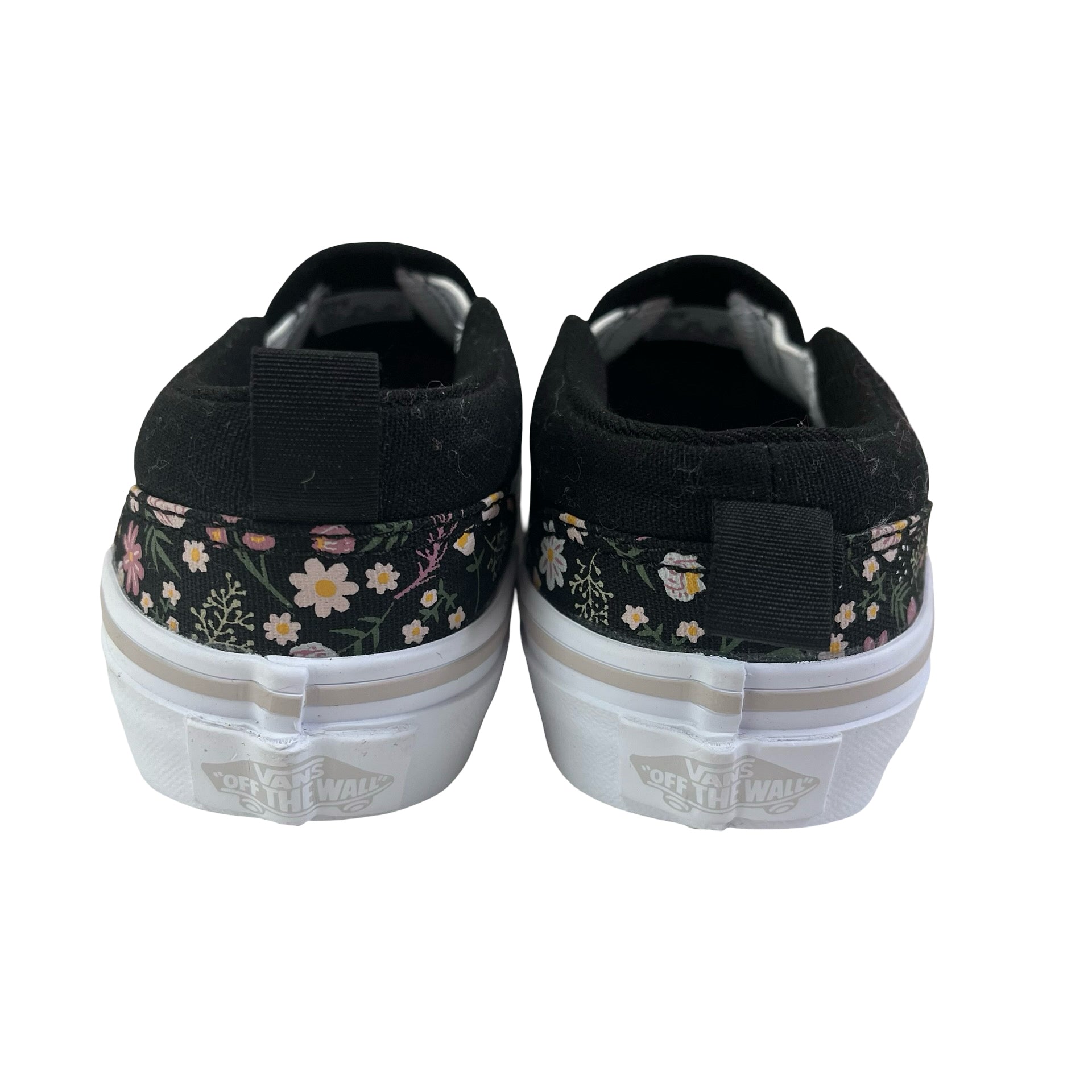 Vans Black & Pastel Floral Slip-On Sneakers - Size 11