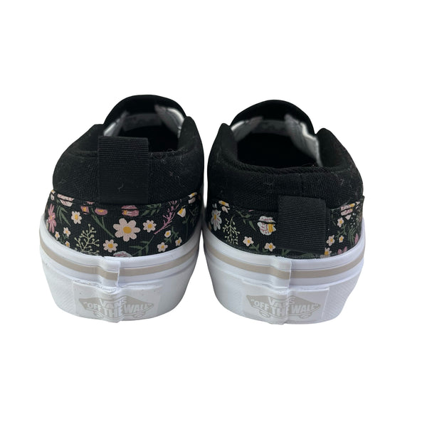 Vans Black & Pastel Floral Slip-On Sneakers - Size 11