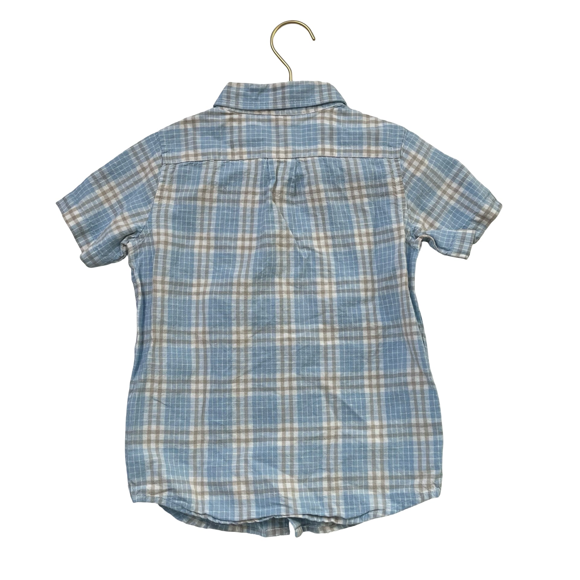 Janie and Jack Blue, Khaki & Ivory Button Down Shirt - Size 6