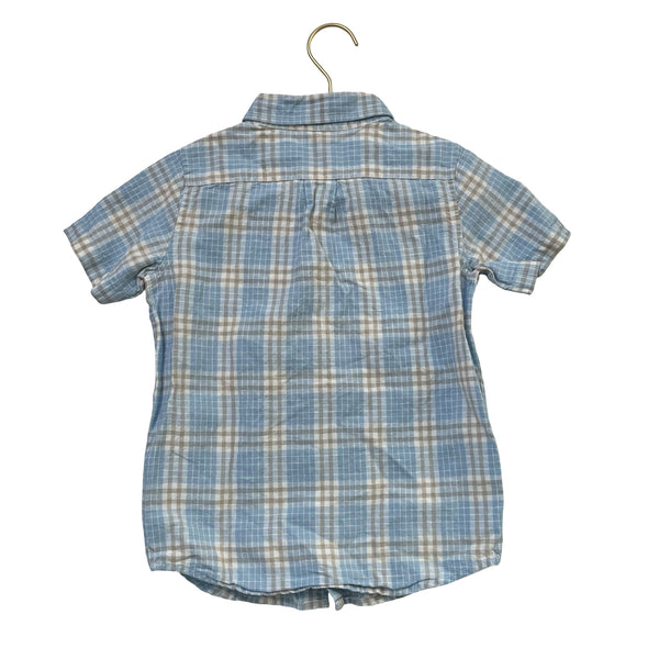 Janie and Jack Blue, Khaki & Ivory Button Down Shirt - Size 6