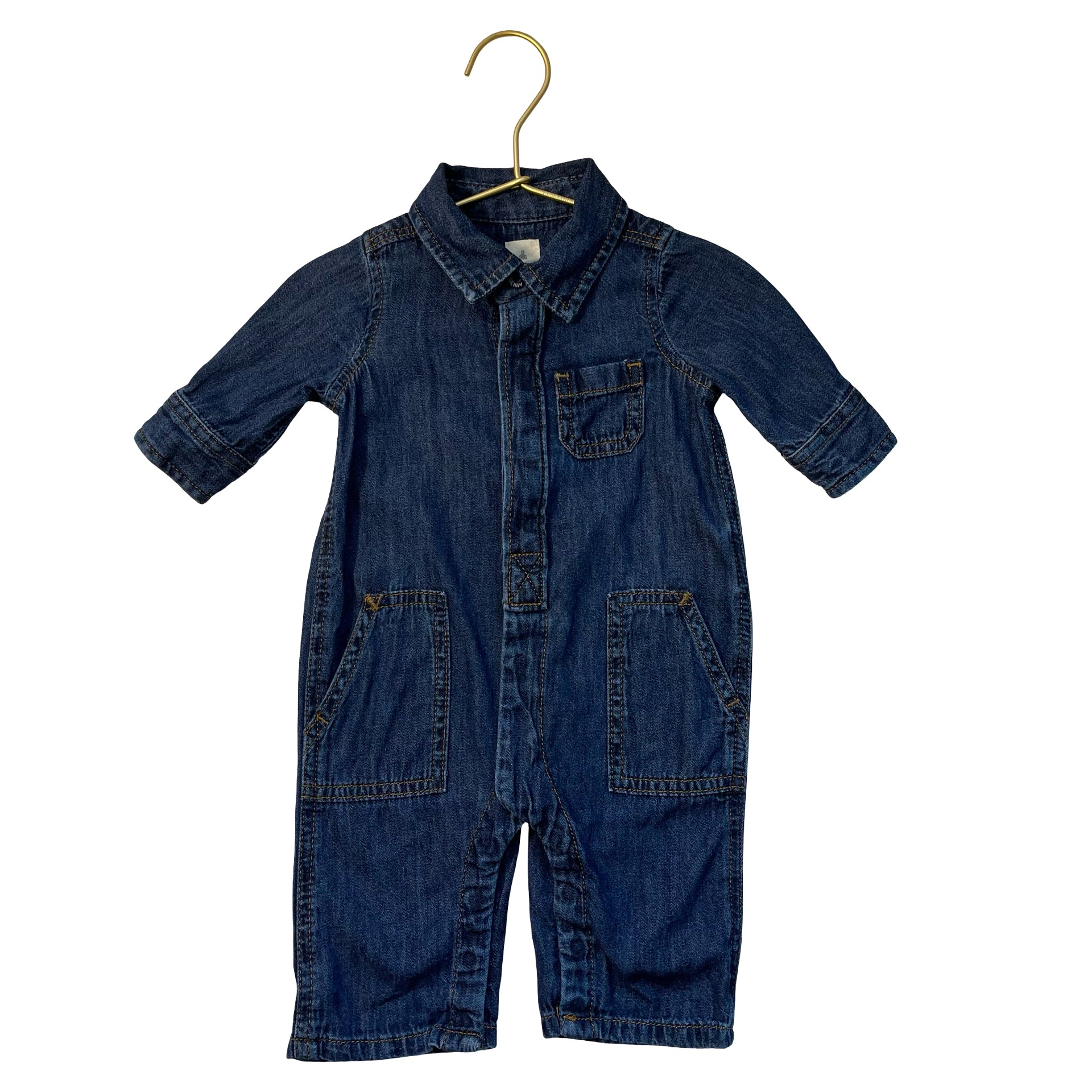 Baby Gap Denim One-Piece Jumpsuit - Size 0-3 Mo