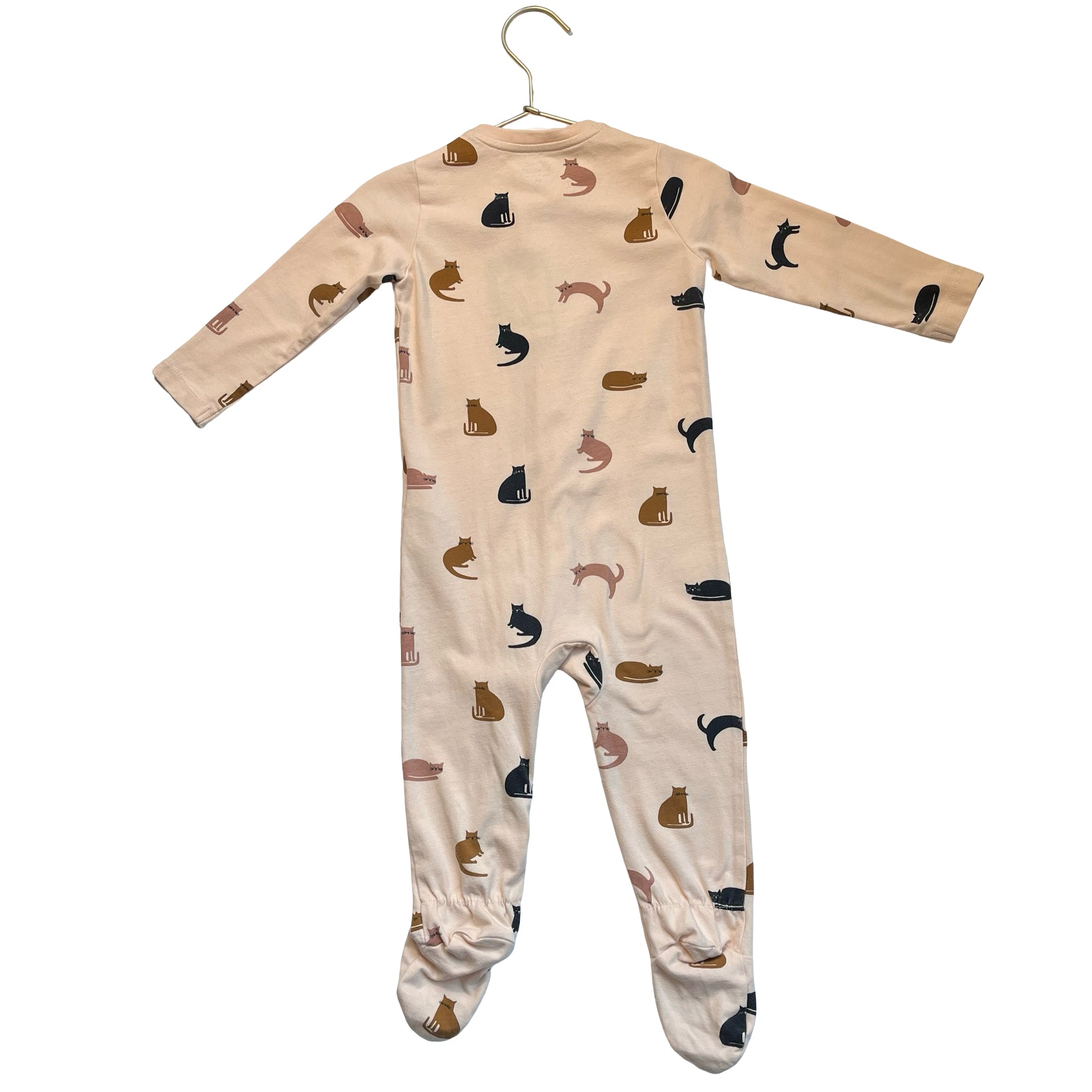 Liewood Peach Cat Print Footed One-Piece PJs - Size 80 (12-18 Mo)