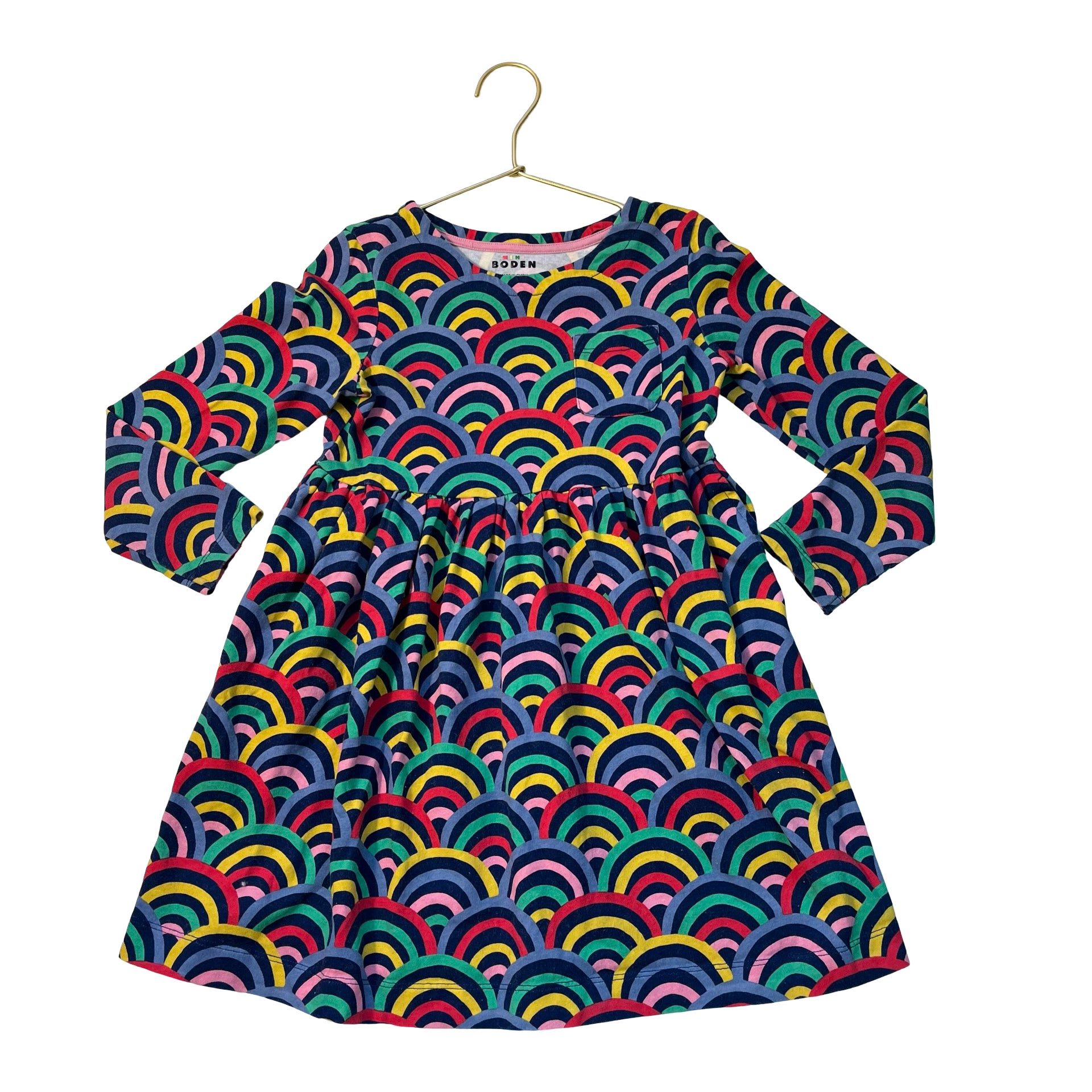 Mini Boden Multi-Color Rainbow Print Dress - Size 6-7Y