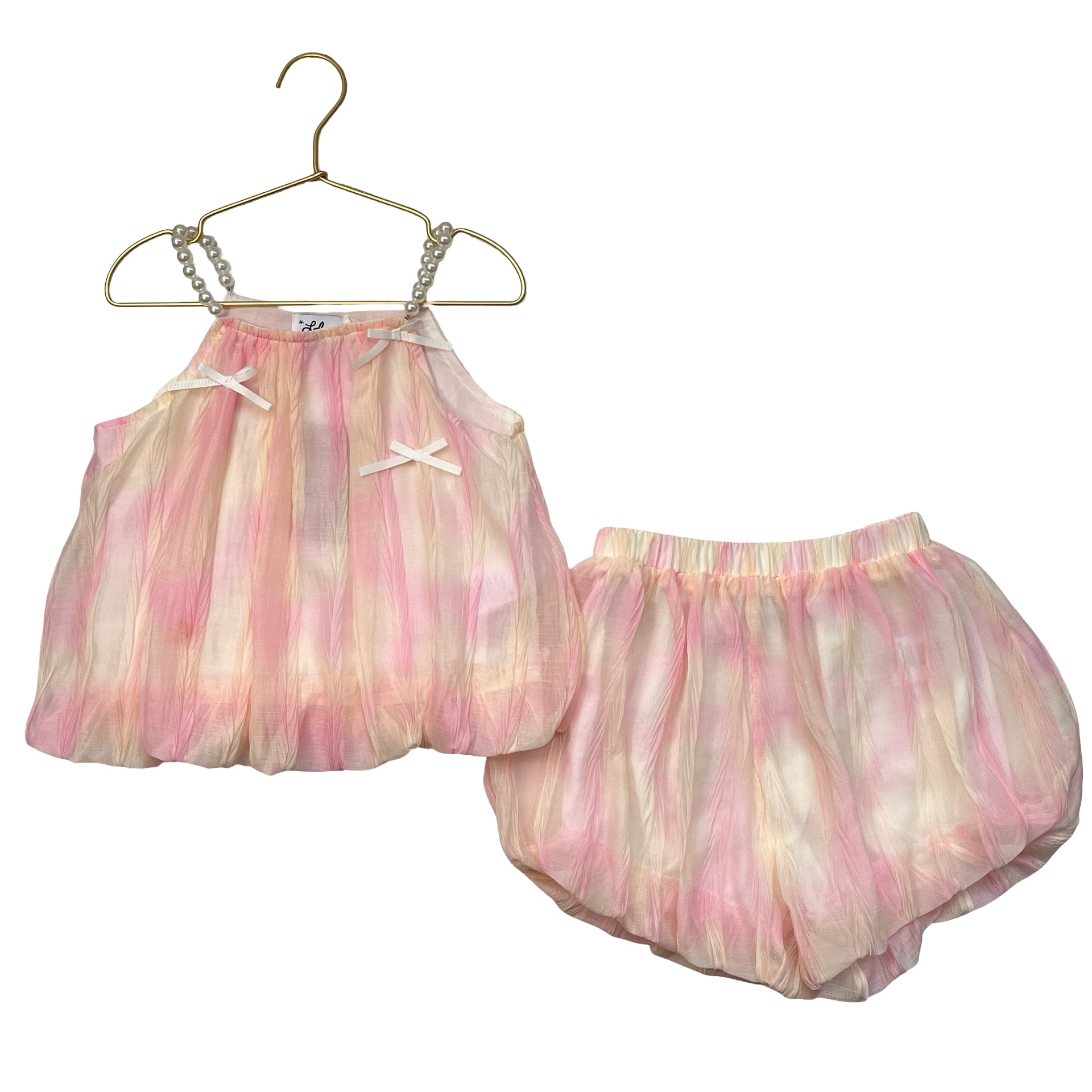 Lola & The Boys Pink & Yellow Chiffon Shorts & Top Set - Size 8
