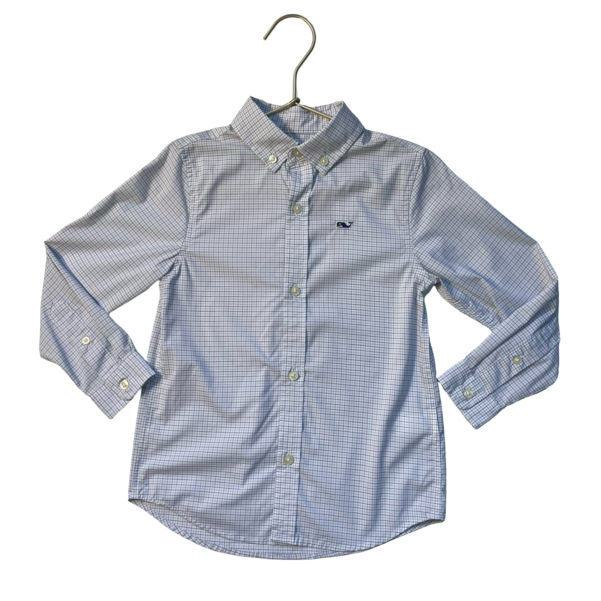 Vineyard Vines Performance Blue, White, Navy Plaid Button Down Shirt - Size 4T
