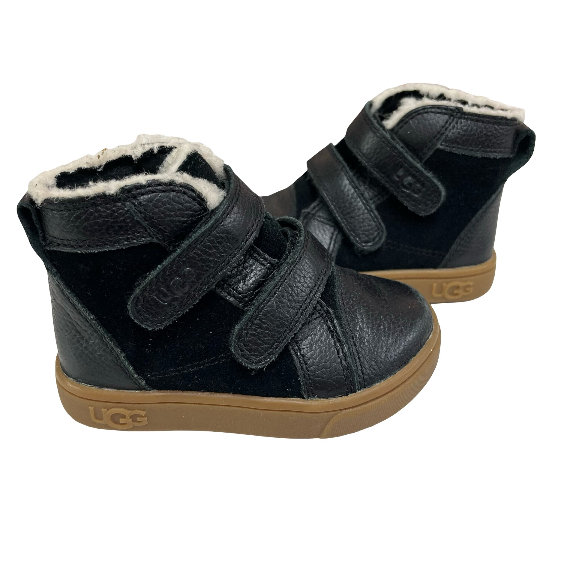 UGG Black Leather Vecro Sneaker Boots - Size 6
