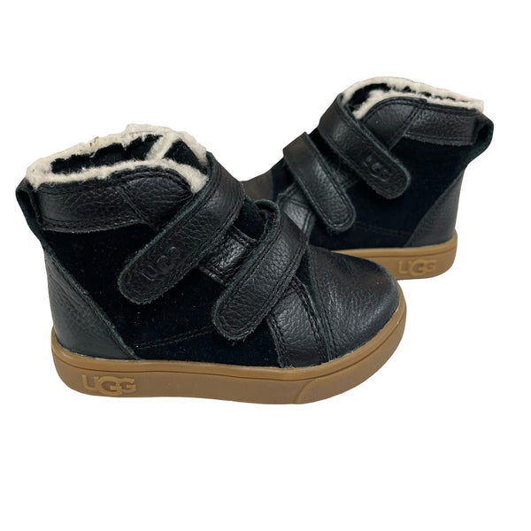 UGG Black Leather Vecro Sneaker Boots - Size 6