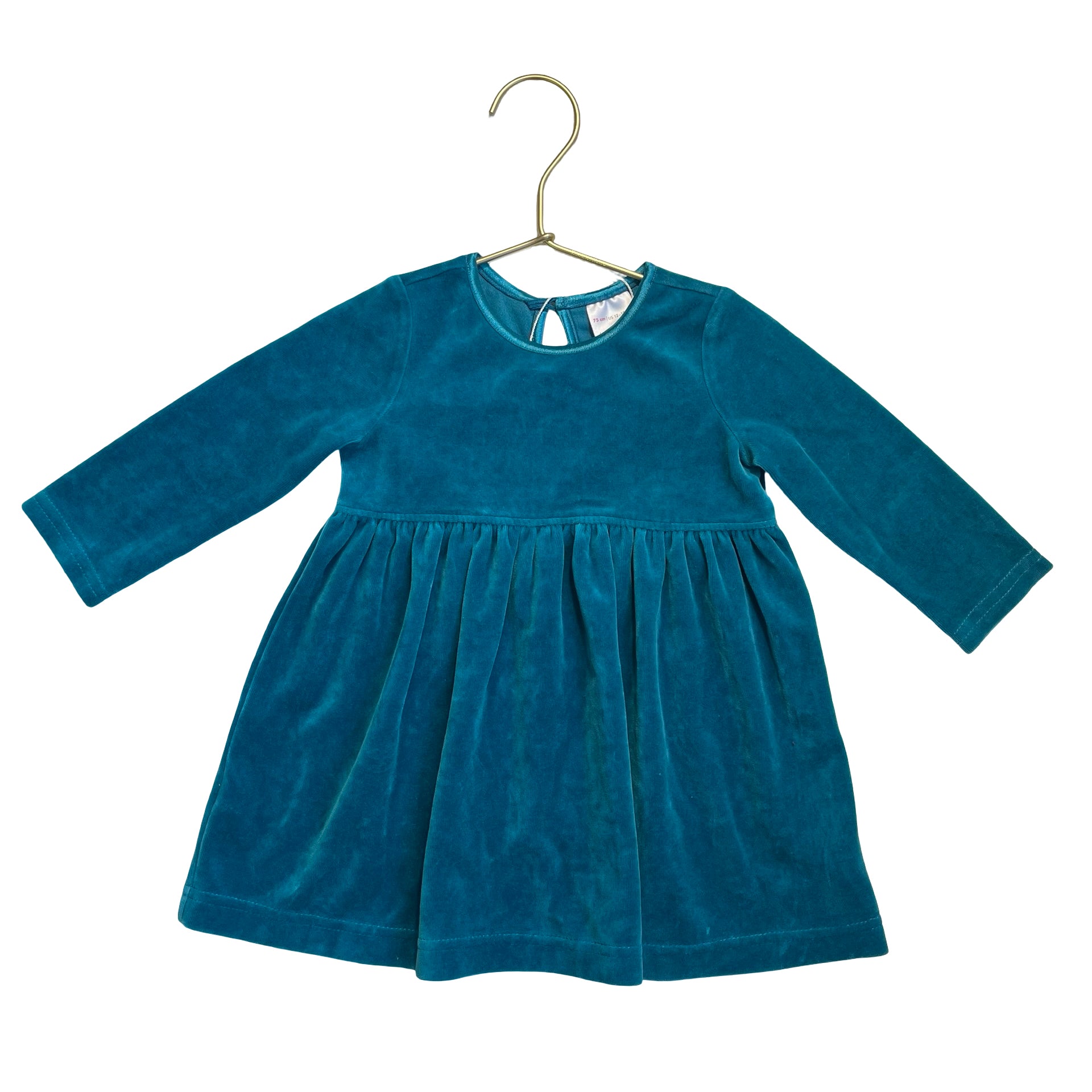 Hanna Andersson Teal Velvet Dress - Size 12-18 Mo