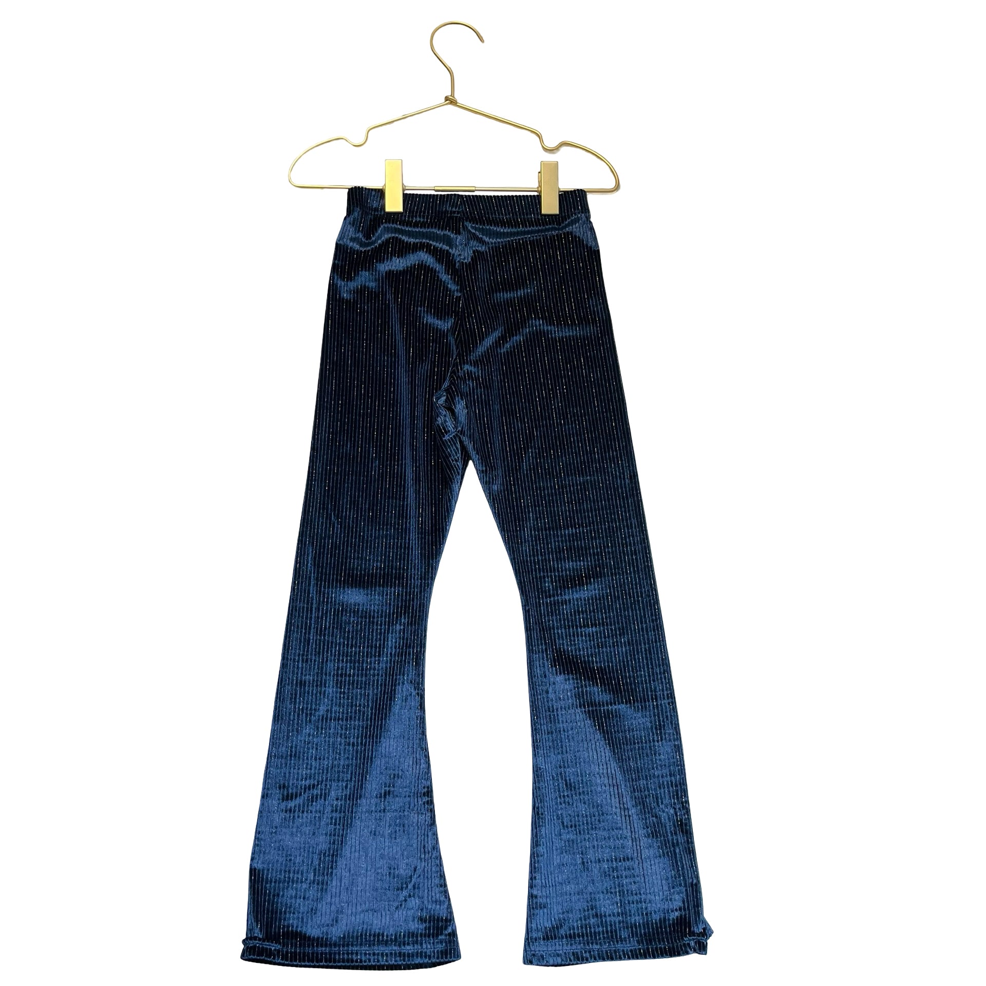 Old Navy Blue & Silver Velour Ribbed Flare Pants - Size S 6-7