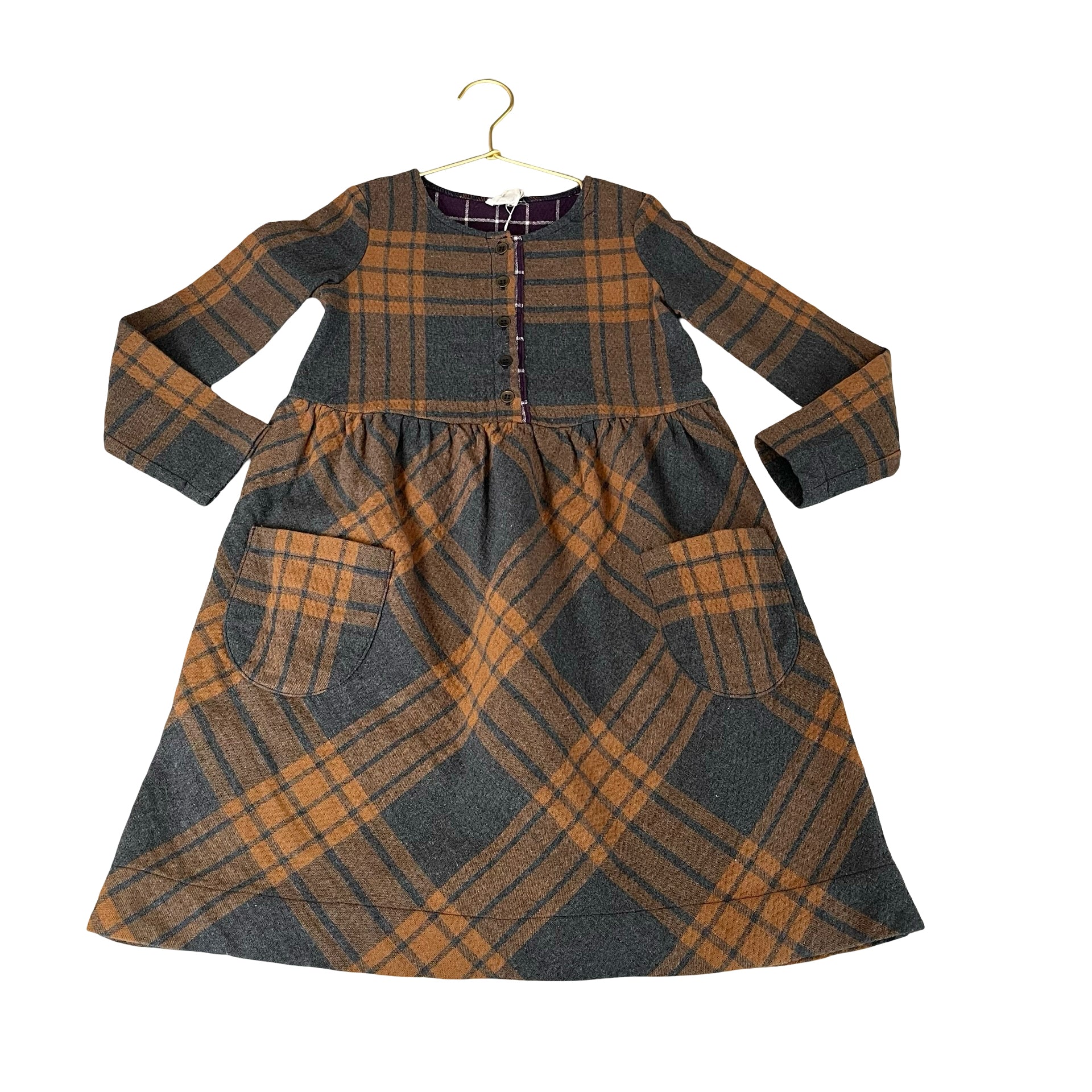 Caffe d'Orzo Gray & Brown Plaid Dress - Size 4