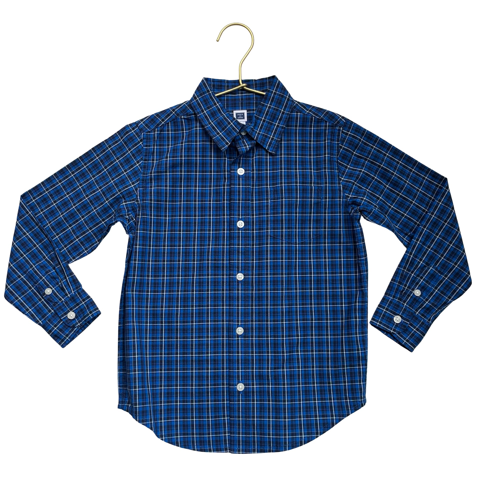 Janie and Jack Blue Plaid Button Down Shirt - Size 5