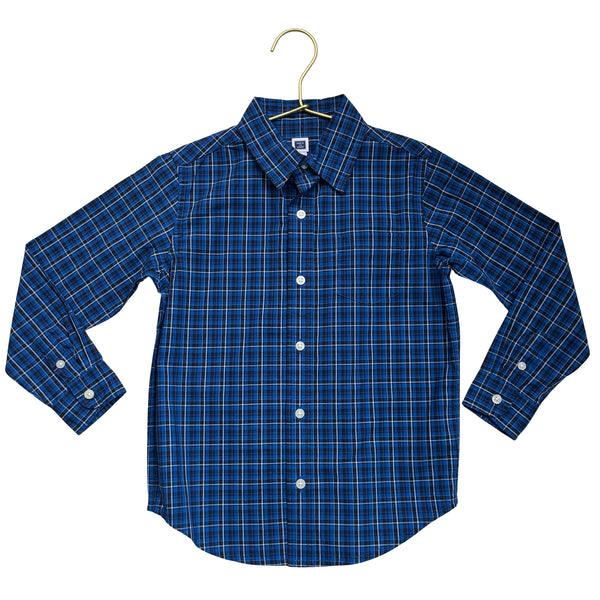 Janie and Jack Blue Plaid Button Down Shirt - Size 5