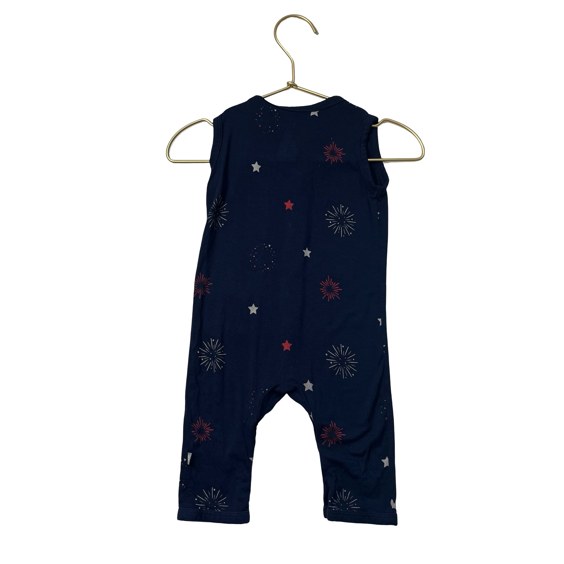 Kyte Navy Fireworks Print One-Piece Romper - Size 6-12 Mo