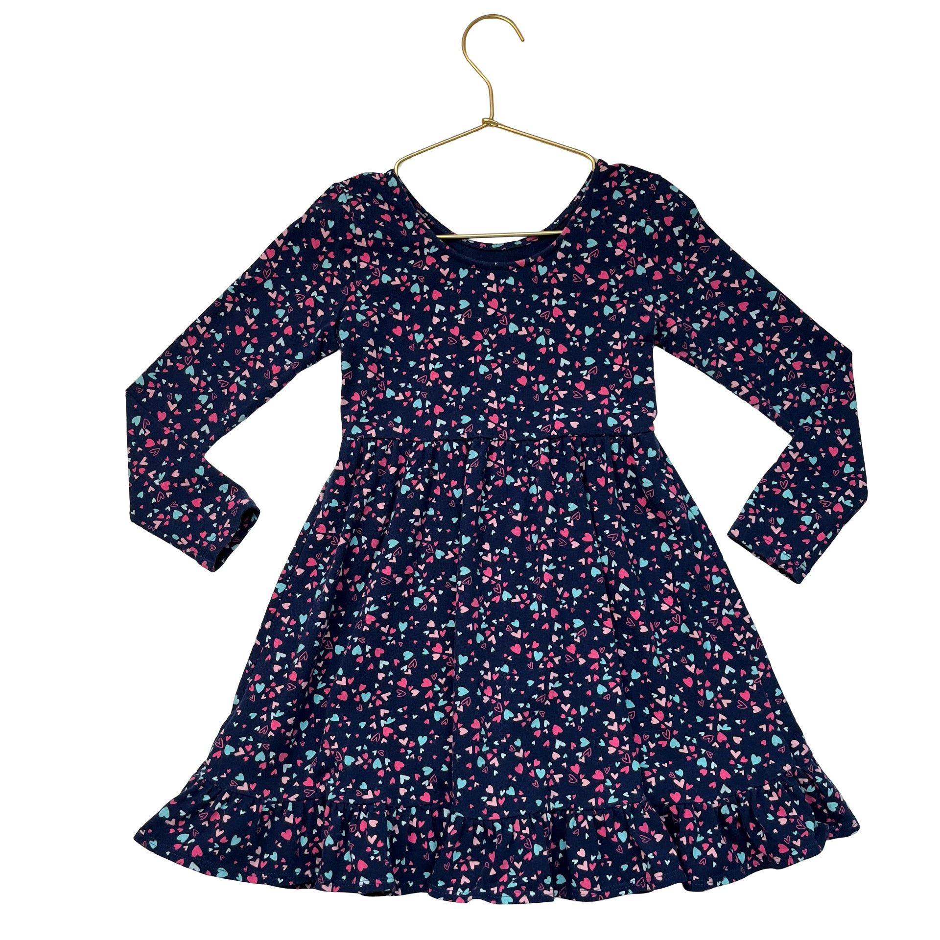 Crewcuts Navy Heart Print Dress - Size 6