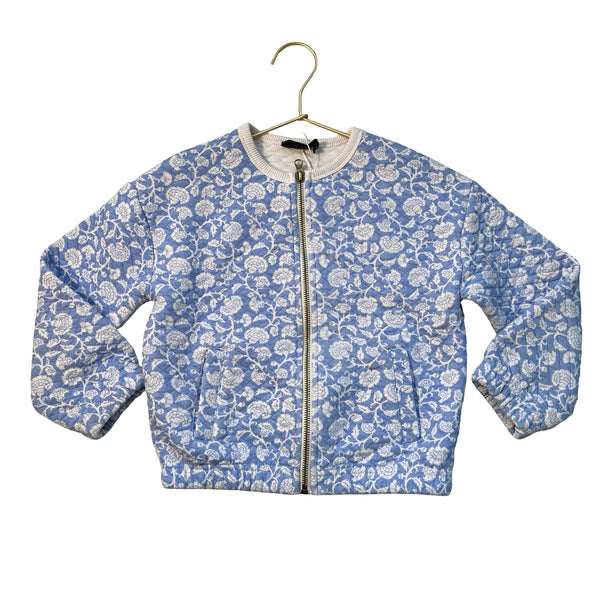 Monoprix Blue & Ivory Floral Quilted Lightweight Jacket - Size 6