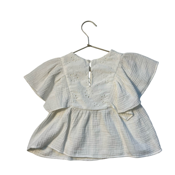 Zara Ivory Gauze & Eyelet Top - Size 5