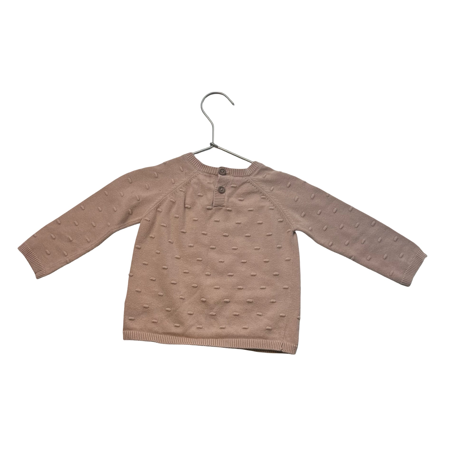 Quincy Mae Pale Peach Dot Cotton Sweater - Size 12-18 Mo