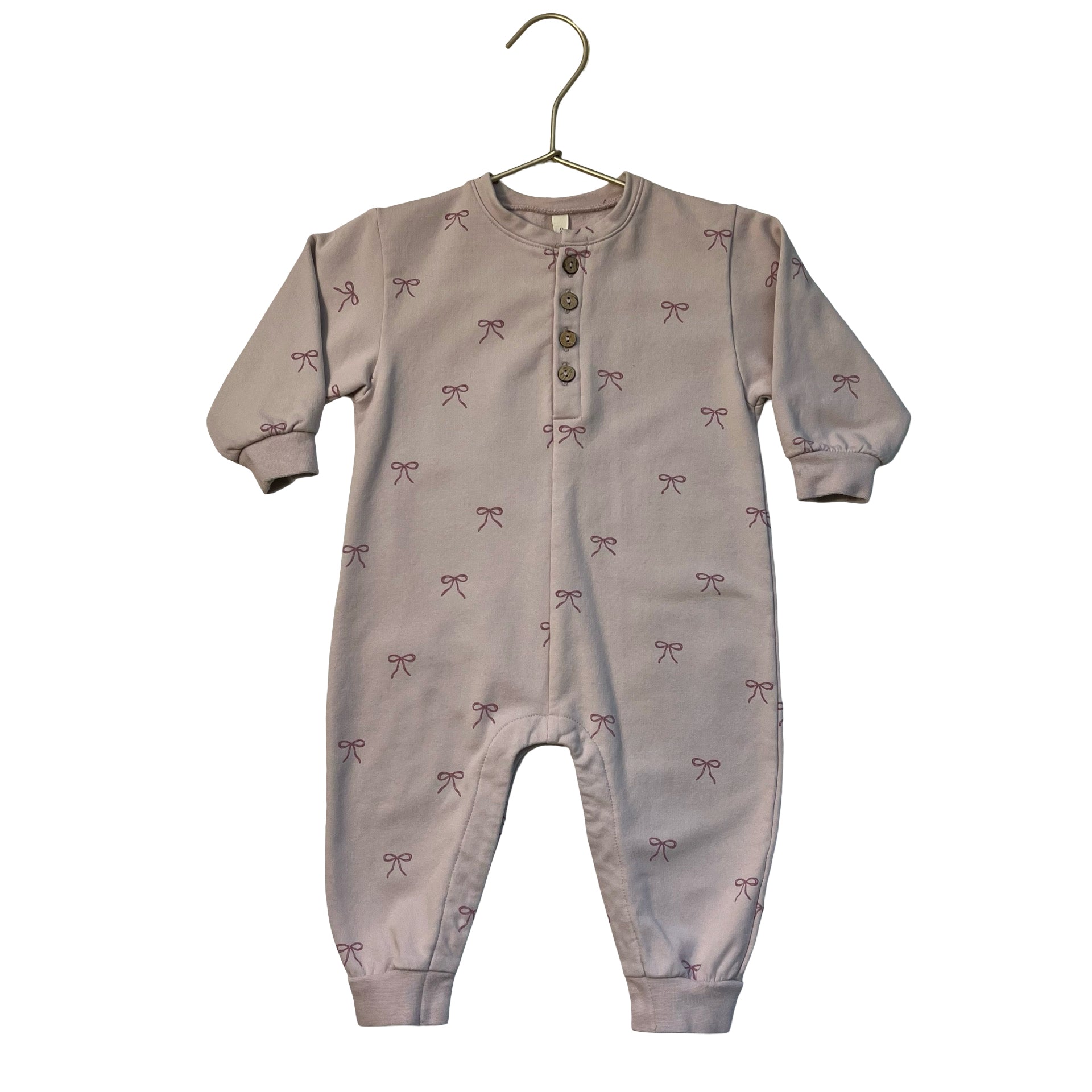 Quincy Mae Pink Bow Print One-Piece - Size 6-12 Mo