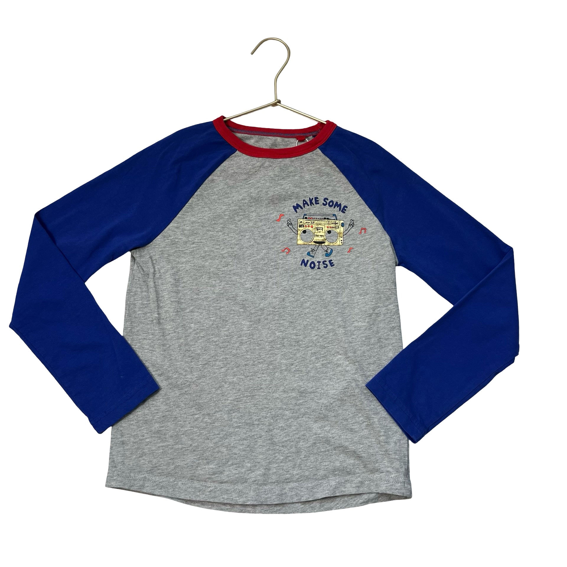 Mini Boden Gray & Blue 'Make Some Noise' Shirt - Size 9-10Y