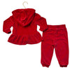 Ralph Lauren Red Velour Joggers & Zip-Up Hooded Sweatshirt Set - Size 18 Mo