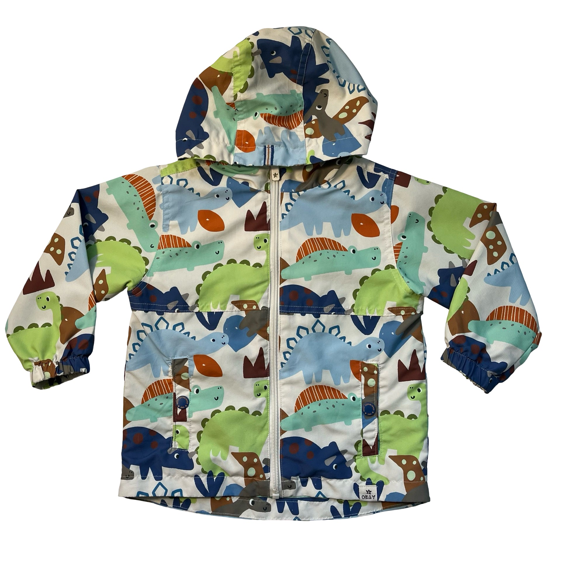 Next Dinosaur Print Hooded Windbreaker Jacket - Size 2-3
