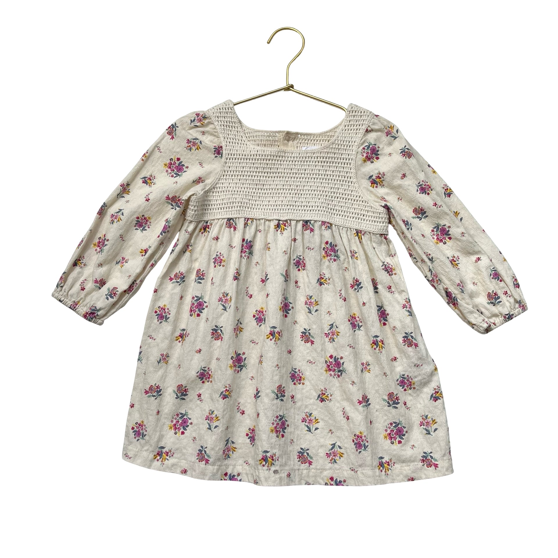 Zara Ivory Floral & Crochet Dress - Size 3