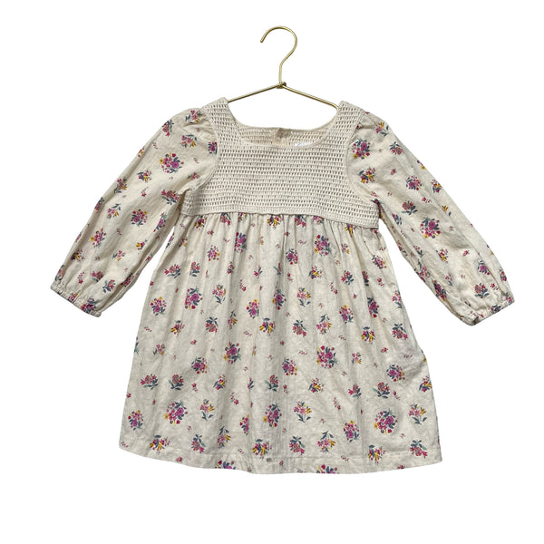 Zara Ivory Floral & Crochet Dress - Size 3