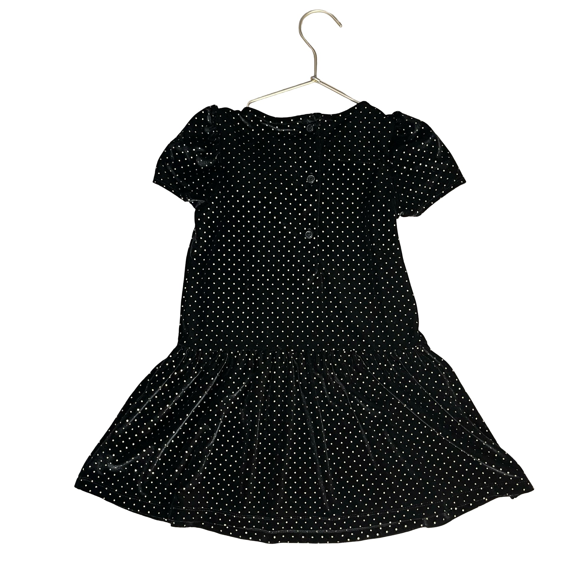 Janie and Jack Black Velvet & Metallic Gold Dot Dress - Size 4