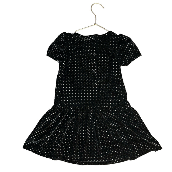 Janie and Jack Black Velvet & Metallic Gold Dot Dress - Size 4