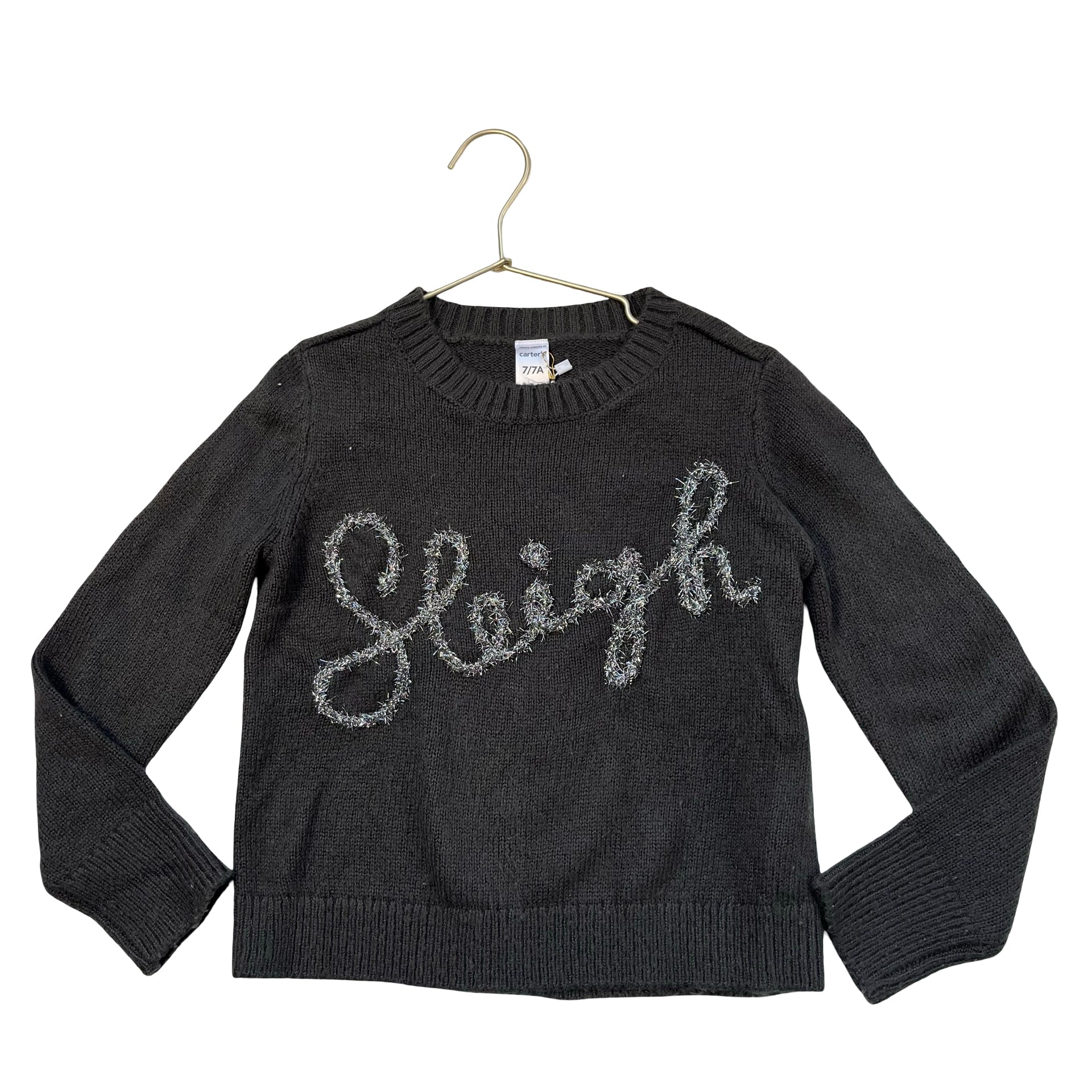 Carter's Dark Gray & Silver Tinsel 'Sleigh' Sweater - Size 7